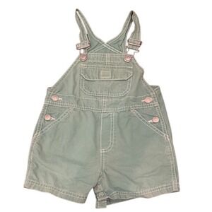 EUC -‎ Vintage GAP Kids Green Shortalls Overall Shorts 12-18 Months Cotton